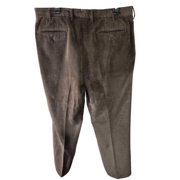 Peter Millar Mens 36 Nanoluxe Brown Corduroy Dress Pants Flat Front Tailored Fit - Picture 2 of 8